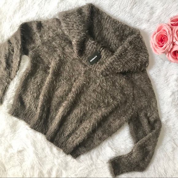 Express Sweaters - NWT EXPRESS fuzzy off-shoulder sweater